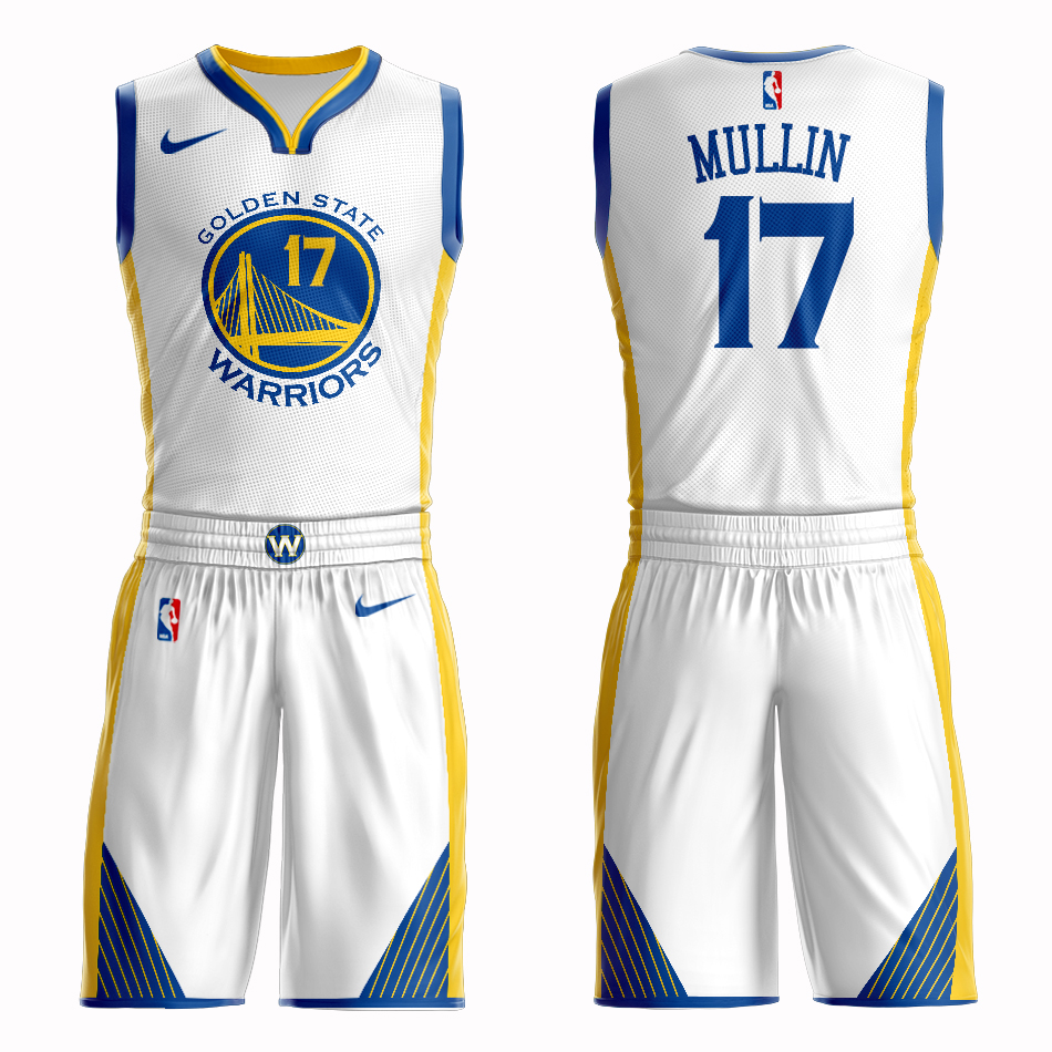 Men 2019 NBA Nike Golden State Warriors 17 Mullin white Customized jersey
